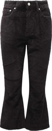 Ganni Cropped Corduroy Velvet Broek - Dames - Wijde Broeken - Zwart - W28 - Broeken