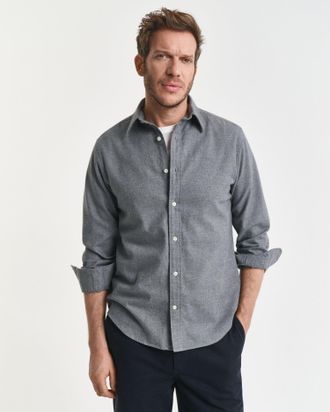 GANT Men Regular Fit Melange Flannel Shirt (XXXL) DARK GREY MELANGE