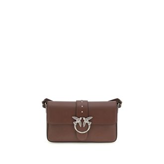 Pinko Brown Leather Shoulder Womens Bag