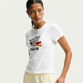 Nike Womens Nike Sportswear Chill Knit Slim Mod-Cropped T-Shirt in White | IM6408-100