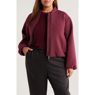 Nordstrom Scuba Knit Bomber Jacket in Burgundy Royale at Nordstrom Rack, Size 3X