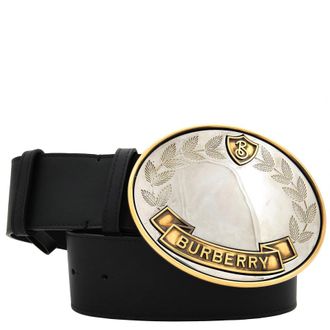 Burberry Oak Leaf Crest Leather Belt, Size Small