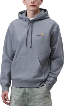 Carhartt Work in Progress Hooded American Script Sweatshirt - Heren - Hoodies - Blauw - M - Katoen - Hoodies & sweatvesten