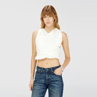 Diesel Rucked-up tank top in double-layer jersey - Tops - Woman - White