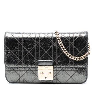 Dior Pre-owned Dior Metallic Crinkled Calfskin Cannage Miss Dior Promenade Crossbody 12-MA-0186
