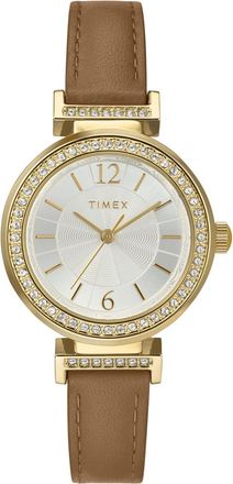 Timex Trend 31mm Brown Leather Gold-Tone Ladies Watch