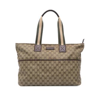 Gucci Pre-owned Womens Logo Print Tote Bag - Sage Green Textile - One Size