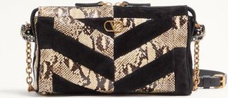 Valentino Garavani Valentino Garavani Panthea Small Shoulder Bag In Python And Suede With A Chevron Pattern Wo