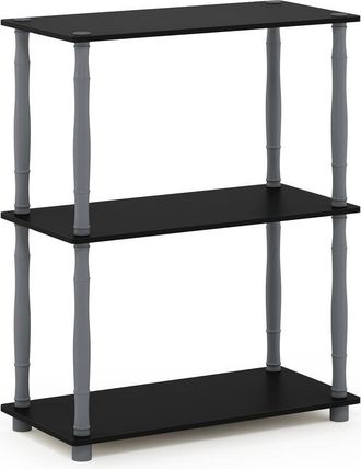 Furinno Turn-N-Tube 3-Tier Compact Multipurpose Shelf Display Rack with Classic Tube, Black/Grey