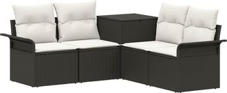 vidaXL Juego De Sof&aacute; 5 Uds. Negro Y Blanco Crema Vidaxl