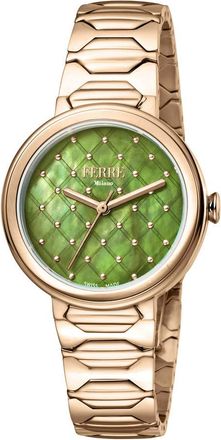 Gianfranco Ferre Classic Quartz Green Dial Ladies Watch FM1L124M0081