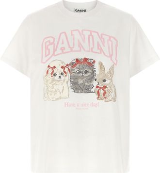 Ganni Printed T-Shirt White