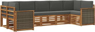 vidaXL Conjunto De Sof&aacute;s De Exterior 6 Uds. Natural Y Antracita Vidaxl