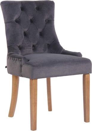 Clp Silla con patas de madera y asiento en Terciopelo Gris oscuro