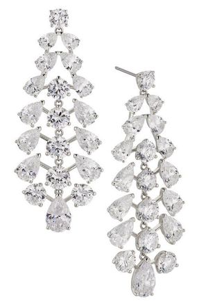 Nadri Halle Cubic Zirconia Statement Drop Earrings in Rhodium at Nordstrom