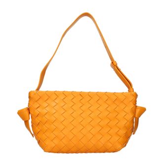Bottega Veneta Damess Schoudertas met strik oranje/mandarijn leer