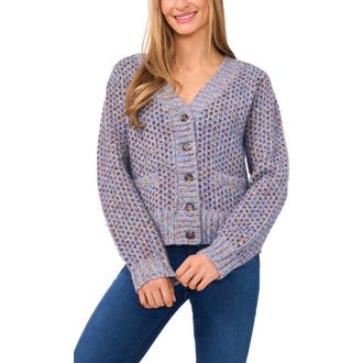CeCe by Cynthia Steffe Tuck Stitch Grandpa Button-Up Cardigan in Light Blue Multi at Nordstrom Rack, Size Xx-Small