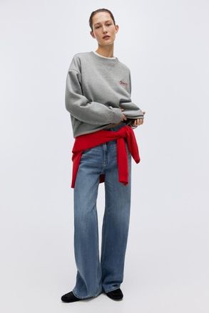 H&M Motif-detail Sweatshirt in Gray Melange/alto Mare at Nordstrom, Size X-Large