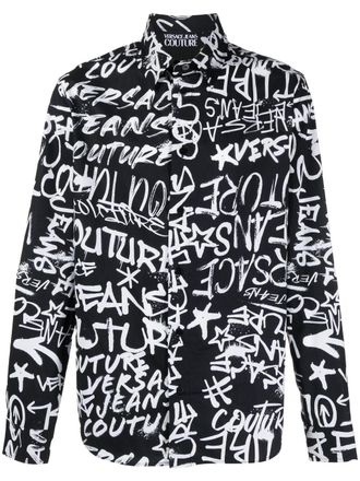 Versace Jeans Couture logo-print cotton shirt - men - Cotton - 46 - Black