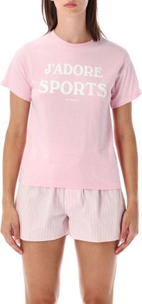 Sporty & Rich T-shirt Slim Fit in cotone con stampa slogan a contrasto