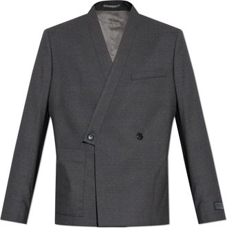 Kenzo Blazers, male, Gray, Size: XL Double-breasted blazer
