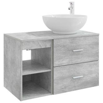 vidaXL Juego De Muebles De Ba&ntilde;o 2 Pcs Gris Hormig&oacute;n Vidaxl