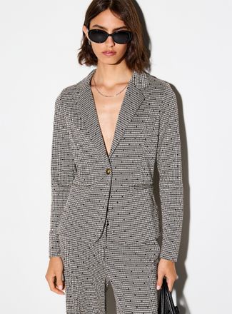 Ichi Womens Houndstooth and polka dot fitted supple Blazer Jacket