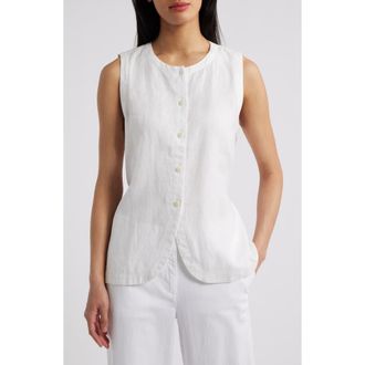 Eileen Fisher Organic Linen Long Vest in White at Nordstrom Rack, Size X-Large