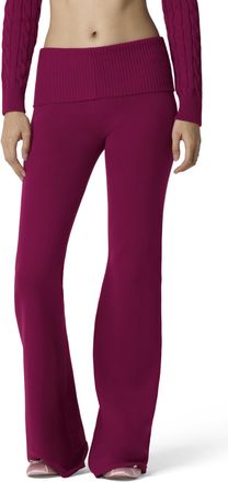 Florence By Mills Florence by Mills Womens Barre Collection Foldover Wide Leg Pant Casual, Bing Cherry, XS