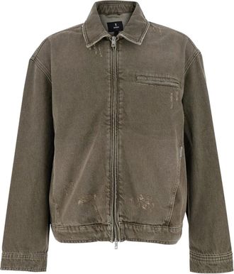 Represent Katoenen jack met ritssluiting en zakken - Heren - Spijkerjassen - Groen - L - Katoen - Jassen