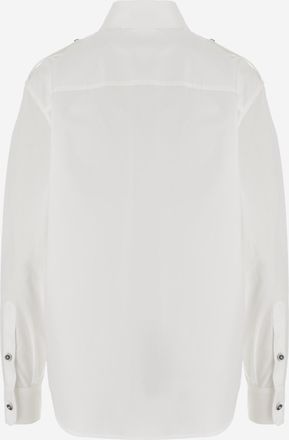 Versace Womens Cotton Shirt With Contrasting Buttons White