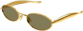 Bottega Veneta BV1386S Metal Oval Sunglasses - Gold