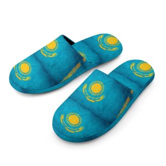 Generic Kazakhstan Flag Mens Cozy Memory Foam Slippers Warm Cotton House Shoes Comfy Slipper for Indoor Outdoor