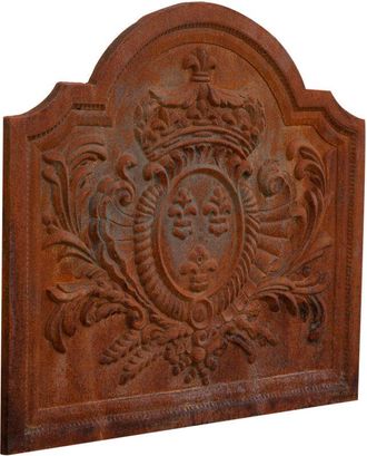 Biscottini International Piastra in ghisa Frontone con stemma per camino Lastra per caminetto Parascintille Griglia di protezione Salva pavimento muro