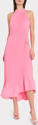 Milly Nalani Pleated Sleeveless High-Low Midi Dress in Pink at Nordstrom, Size 12