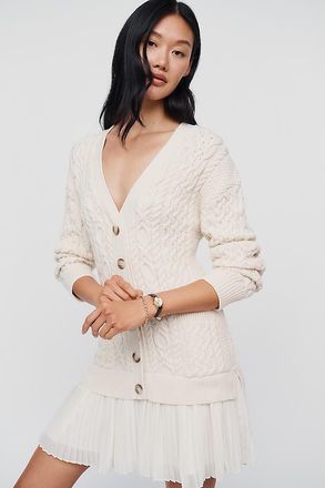 Anthropologie By Anthropologie Delphine Twofer Cardigan Mini Dress