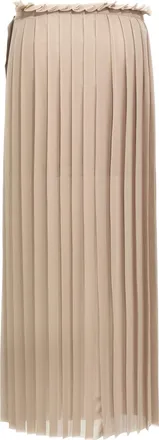 Ami Pleated Polyester Cr&ecirc;pe Skirt - Beige