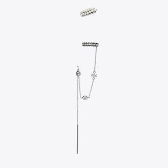 Tory Burch Womens Pearl Threader And Ear Cuff, One Size