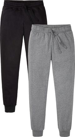 Bonprix Jogginghose BONPRIX, Herren, Gr. 44/46, N-Gr, grau meliert, schwarz, Web, Obermaterial: 50% Baumwolle, 50% Polyester, regular fit, Hosen Jogginghose, 