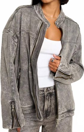 Good American Boyfriend Moto Jacket In Grey