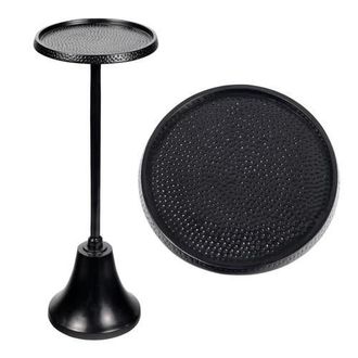 Jonathan Y Designs Irida 24 Art Deco Designer Pedestal Drink Table and Decorative End Table with Hammered Round Top and Bell Base in Antique Black at