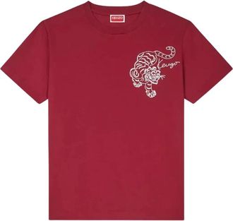 Kenzo Geborduurd Star Tiger T-shirt - Dames - T-shirts - Rood - XS - Katoen - Tops