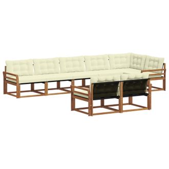 vidaXL Conjunto De Sof&aacute;s De Exterior Con Coj&iacute;n 8 Pcs Natural Y Crema Vidaxl