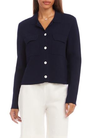 Karen Kane Collared Sweater Jacket in Navy at Nordstrom, Size X-Small