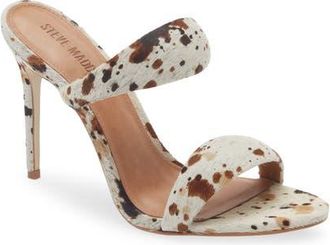 Steve Madden Saturn Genuine Calf Hair Slide Sandal in White/Camel at Nordstrom, Size 10