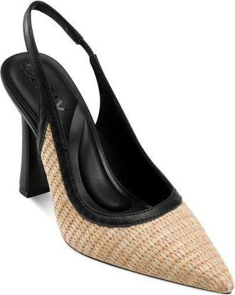 DKNY Cinette Slingback Pointed Toe Pump in Natural/Black at Nordstrom, Size 8.5