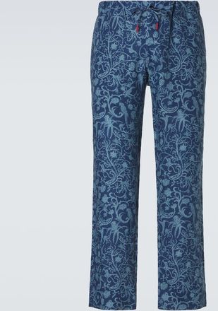 Kiton Printed linen straight pants