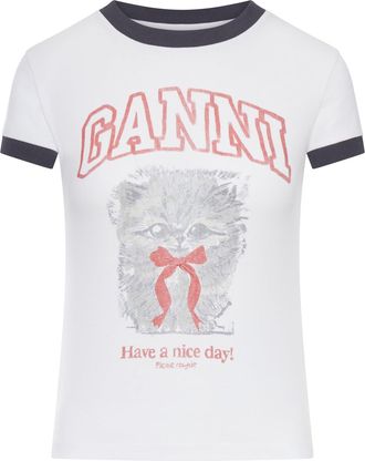 Ganni SHORT-SLEEVED T-SHIRT WITH PRINT - Ganni - Woman