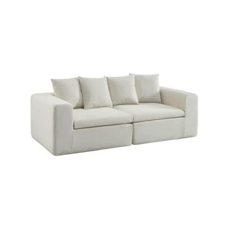 Sweeek Sof&aacute; envasado al vac&iacute;o modular de tela chenilla, 3 plazas, blanco