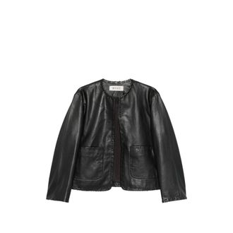 R&oacute;he Whipstitch-trim Collarless Jacket
